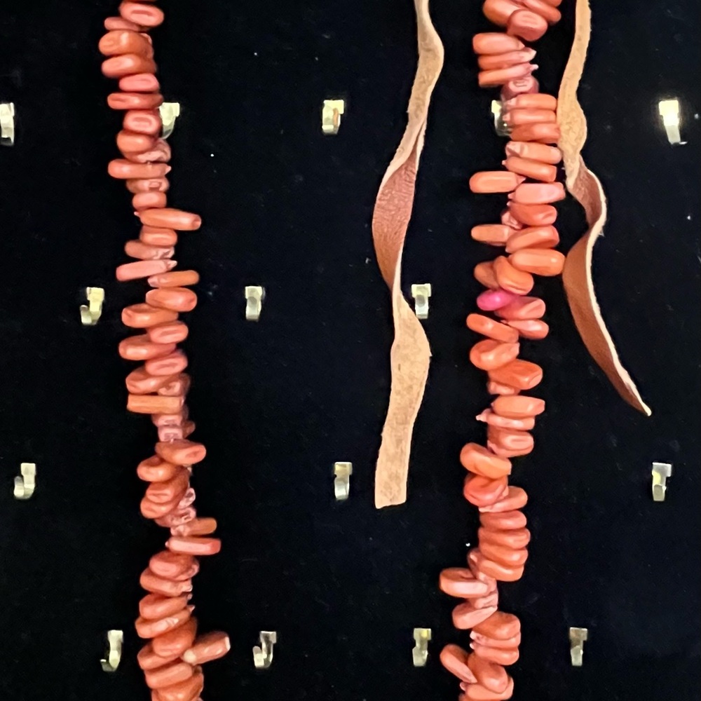 American Native Colorful Corn Beaded Necklaces Set of 2 37” leather strap - Picture 15 of 16